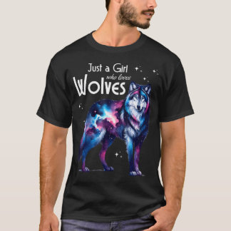 Camiseta Apenas Uma Garota Que Ama Lobos Garotas Mulheres A