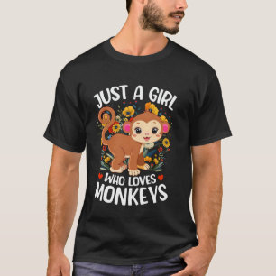 Camiseta Apenas Uma Garota Que Ama Macacos Mon Aesthetic Fl