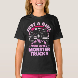 Camiseta Apenas uma garota que ama monstros caminhões linda