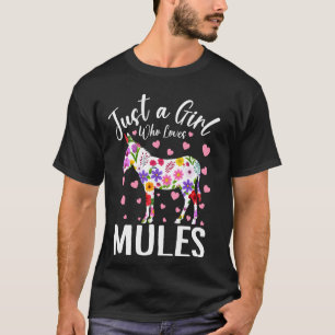 Camiseta Apenas Uma Garota Que Ama Mulas Mulheres E Garotas
