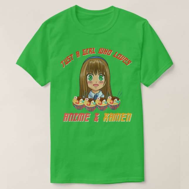 Camiseta Apenas uma garota que ama o estudante Anime Ramen (Frente do Design)