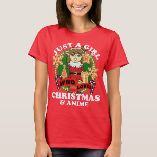 Camiseta Apenas uma garota que ama o Natal e Anime Elf