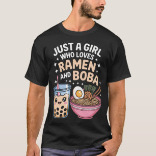 Camiseta Apenas Uma Garota Que Ama Ramen E Boba Anime Comid