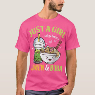 Camiseta Apenas uma garota que ama Ramen e Boba Kawaii Anim