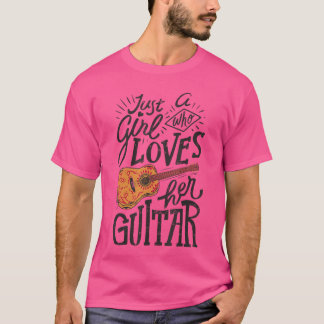 Camiseta Apenas Uma Garota Que Ama Seu Violão Acústico