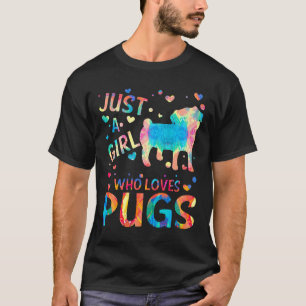 Camiseta Apenas Uma Garota Que Ama Silhueta De Pug Flor Pin