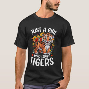 Camiseta Apenas Uma Garota Que Ama Tigres Estética Flor Tig