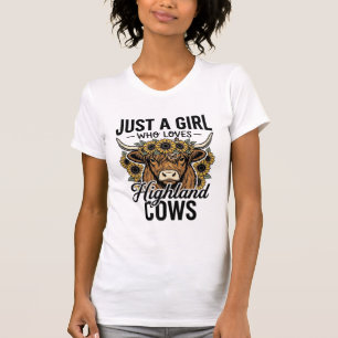 Camiseta Apenas Uma Garota Que Ama Vacas das Terras Altas D