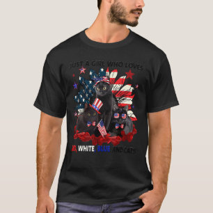Camiseta Apenas Uma Garota Que Ama Vermelho Branco Azul E G