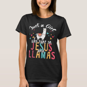 Camiseta Apenas Uma Garota Que Funciona Com Jesus E Lhamas