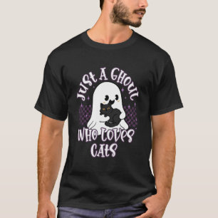 Camiseta Apenas uma Ghoul que Ama Gatos Garota Fantasma Dia