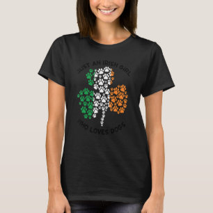 Camiseta Apenas Uma Irlandesa Que Ama Cães Pata Shamrock