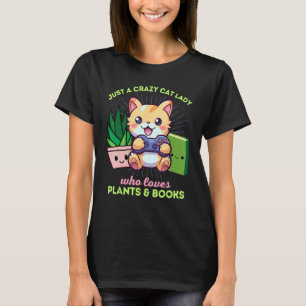 Camiseta Apenas Uma Louca Gamer Dona de Gato Que Ama Planta