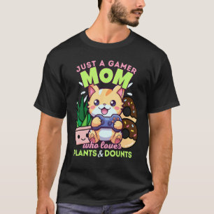 Camiseta Apenas Uma Mãe Gamer Que Ama Gatos Plantas Jogos &