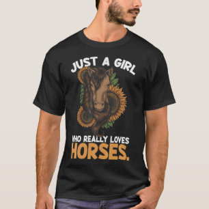 Camiseta Apenas Uma Menina Adora Cavalos Fazenda De Girasso