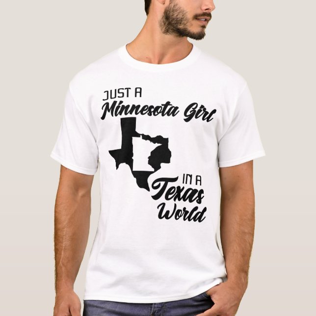 Camiseta Apenas Uma Menina De Minnesota Num Mundo Texas Eng (Frente)