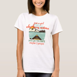 Camiseta Apenas Uma Menina Natureza, Tolerar 3 Pessoas Engr