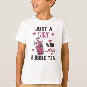 Camiseta Apenas Uma Menina O Chá De Bolha Adora Boba Kawai