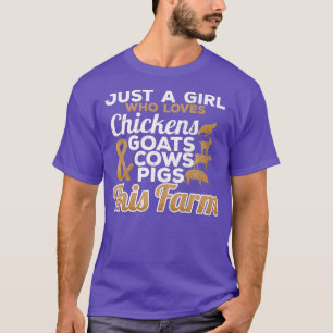 Camiseta Apenas Uma Menina Que Adora Animais De Fazenda Cul
