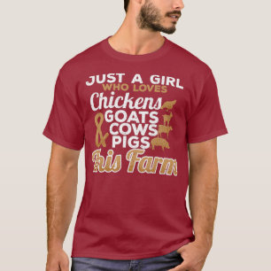 Camiseta Apenas Uma Menina Que Adora Animais De Fazenda Cul