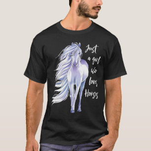 Camiseta Apenas Uma Menina Que Adora Cavalos Mulheres A Cor