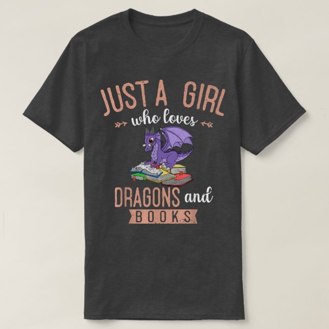 Camiseta Apenas Uma Menina Que Adora Dragões E Livros Lendo (Frente do Design)