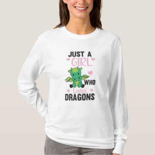 Camiseta Apenas Uma Menina Que Adora Dragões Fantasia Dragã