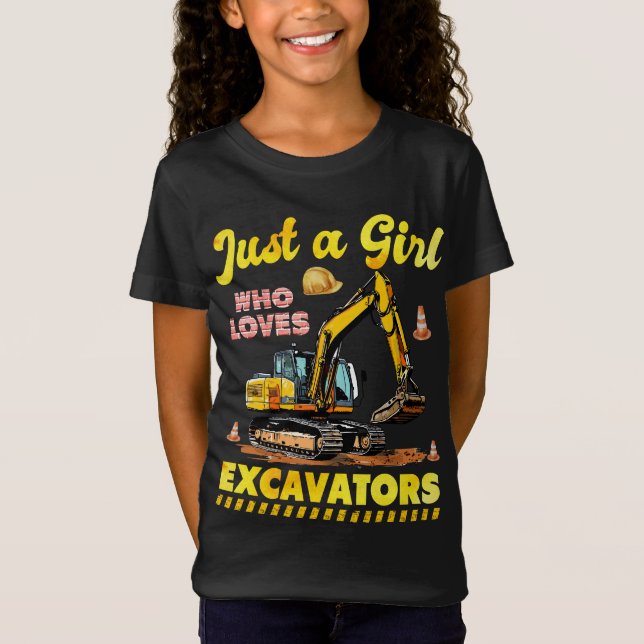 Camiseta Apenas Uma Menina Que Adora Escavadores Retroescav (Frente)