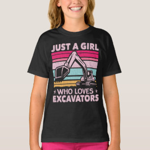 Camiseta Apenas Uma Menina Que Adora Escavadores Retroescav