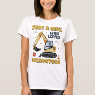 Camiseta Apenas Uma Menina Que Adora Escavadores Retroescav
