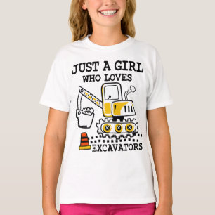 Camiseta Apenas Uma Menina Que Adora Escavadores Retroescav