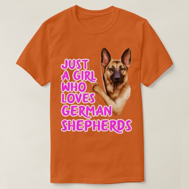 Camiseta Apenas Uma Menina Que Adora German shepherd (Frente do Design)