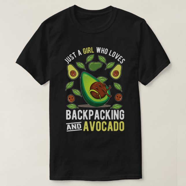 Camiseta Apenas Uma Menina Que Adora Mochila E Avocado (Frente do Design)