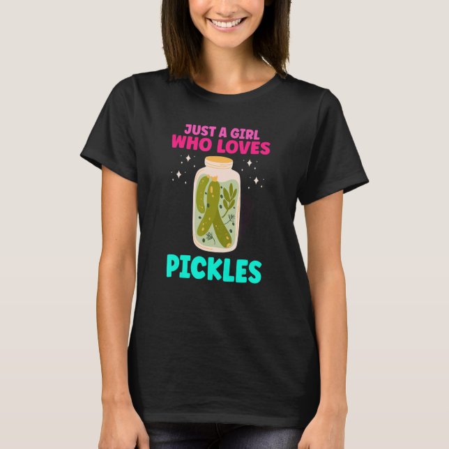 Camiseta Apenas Uma Menina Que Adora Picles Canning Vegan (Frente)