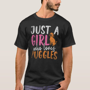 Camiseta Apenas Uma Menina Que Adora Pugles Cachorros Pet O
