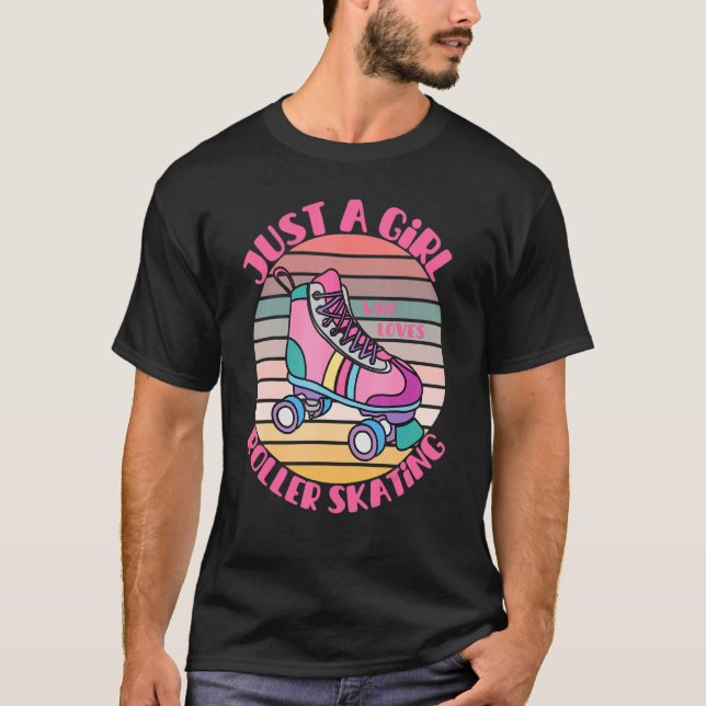 Camiseta Apenas Uma Menina Que Adora Roller Skating Retro R (Frente)