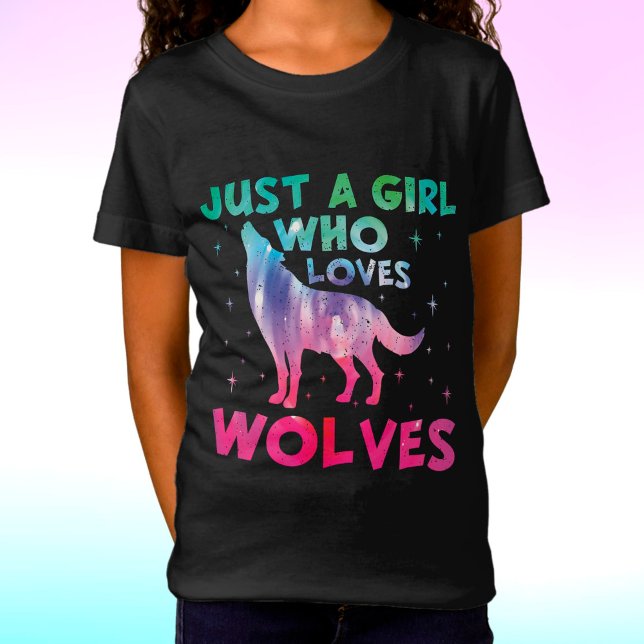 Camiseta Apenas Uma Menina Que Ama A Aquarela Dos Lobos (Criador carregado)