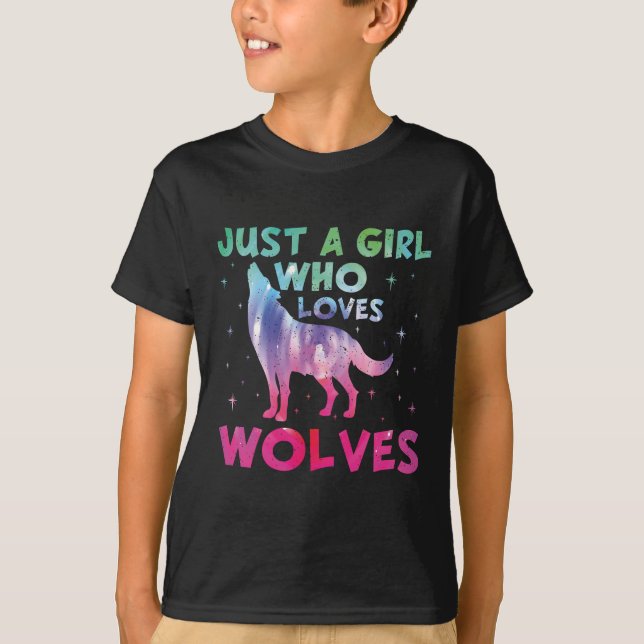 Camiseta Apenas Uma Menina Que Ama A Aquarela Dos Lobos (Frente)