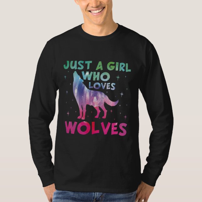 Camiseta Apenas Uma Menina Que Ama A Aquarela Dos Lobos (Frente)