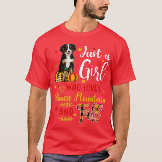Camiseta Apenas Uma Menina Que Ama A Montanha Bernesa E Cai
