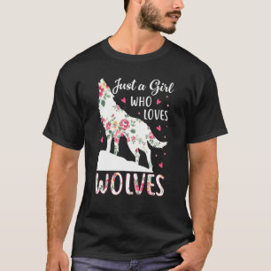 Camiseta Apenas Uma Menina Que Ama A Silhueta Do Lobo Fofo
