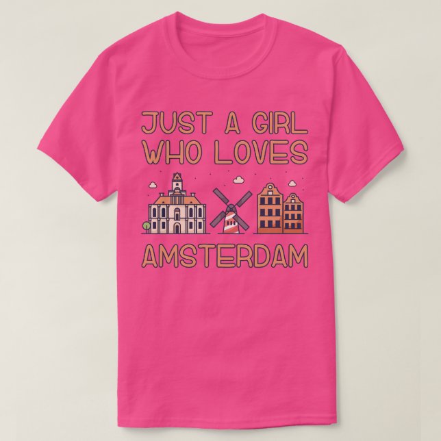 Camiseta Apenas Uma Menina Que Ama Amesterdã (Frente do Design)