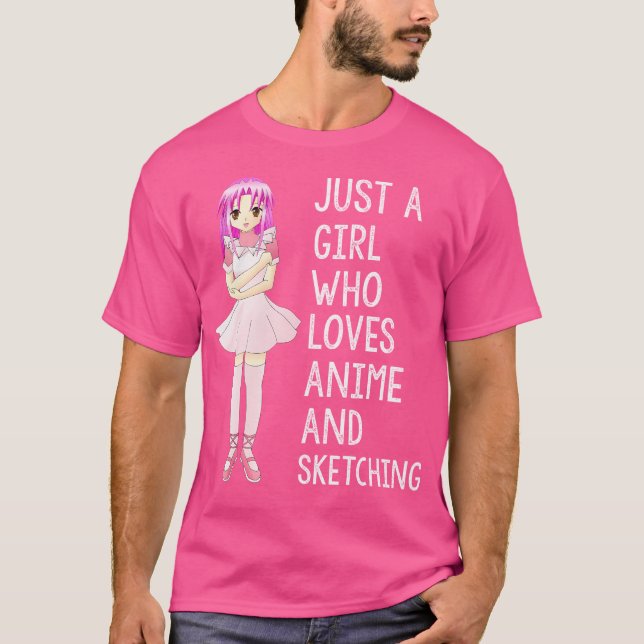 Camiseta Apenas Uma Menina Que Ama Animação E Esboço - Japã (Frente)