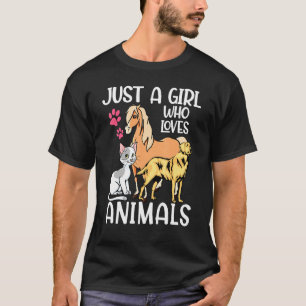 Camiseta Apenas Uma Menina Que Ama Animais Cachorros, Caval