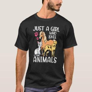 Camiseta Apenas Uma Menina Que Ama Animais Cachorros, Caval