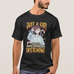 Camiseta Apenas Uma Menina Que Ama Animar Jogando E Desenha