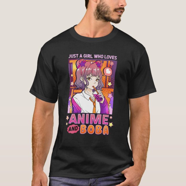 Camiseta Apenas Uma Menina Que Ama Anime E Boba Gift Bubble (Frente)
