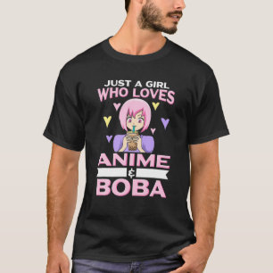 Camiseta Apenas Uma Menina Que Ama Anime E Boba Kawaii Teen