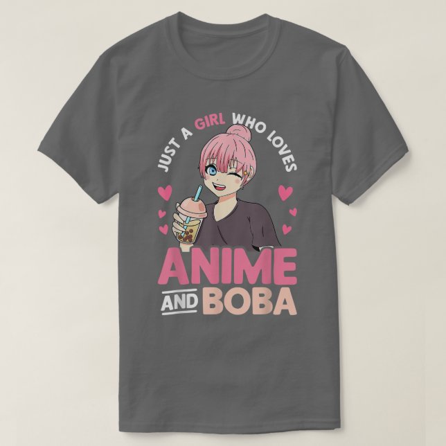 Camiseta Apenas Uma Menina Que Ama Anime E Boba Tea Lover G (Frente do Design)