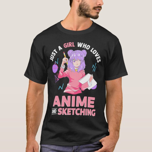 Camiseta Apenas Uma Menina Que Ama Anime E Desenho De Desen (Frente)